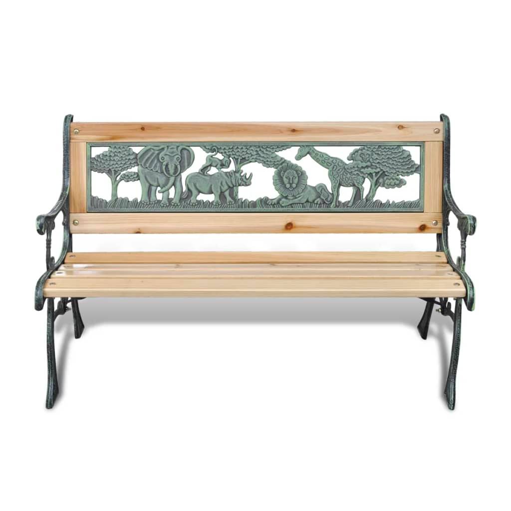 PANGIVO - Banc de jardin pour enfants bois et fer bronze 84 x 37 x 50 cm - PANGIVO - Image 2