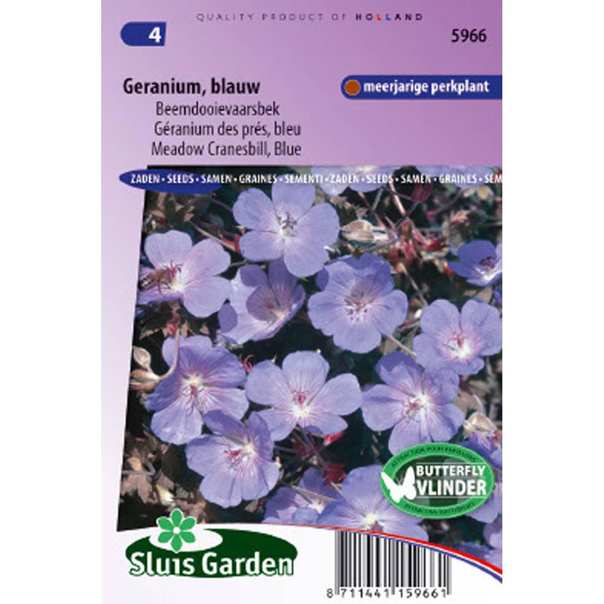 Graines de Géranium vivace des prés - Geranium pratense le sachet de 20 graines environ (0,2g)