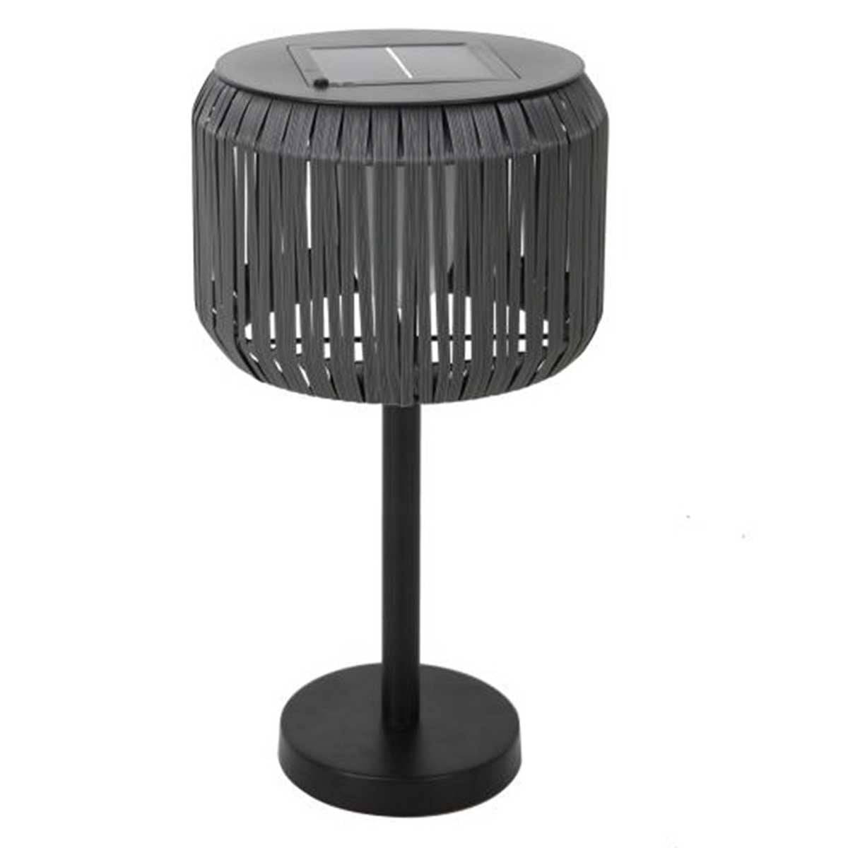 Lumisky - Lampe de table solaire TRAILY Gris Poly rotin H47cm - Image 1