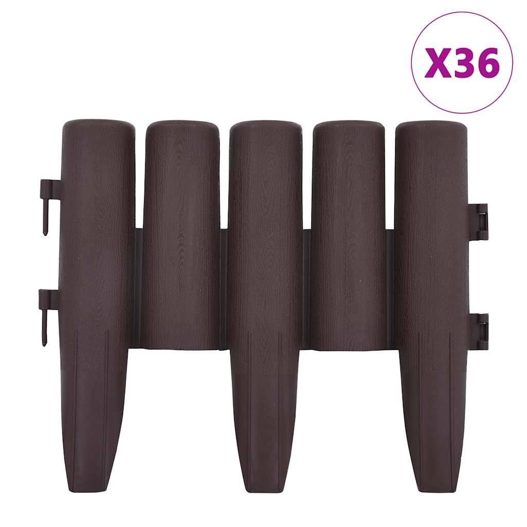 Bordure pelouse plastique PP aménagement jardin décor effet rondins 10m marron - ComfortXL Outdoor Living - Image 2
