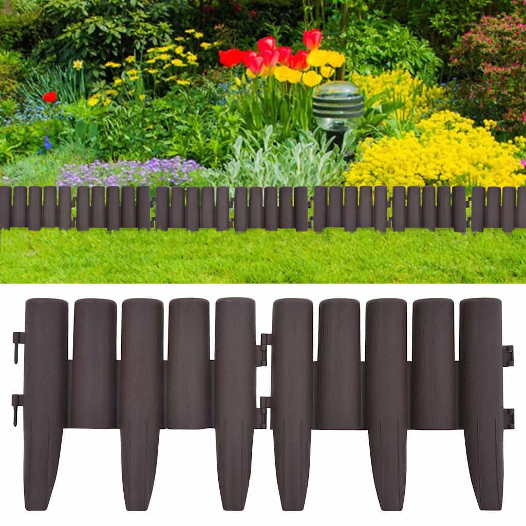 Bordure pelouse plastique PP aménagement jardin décor effet rondins 10m marron - ComfortXL Outdoor Living - Image 1