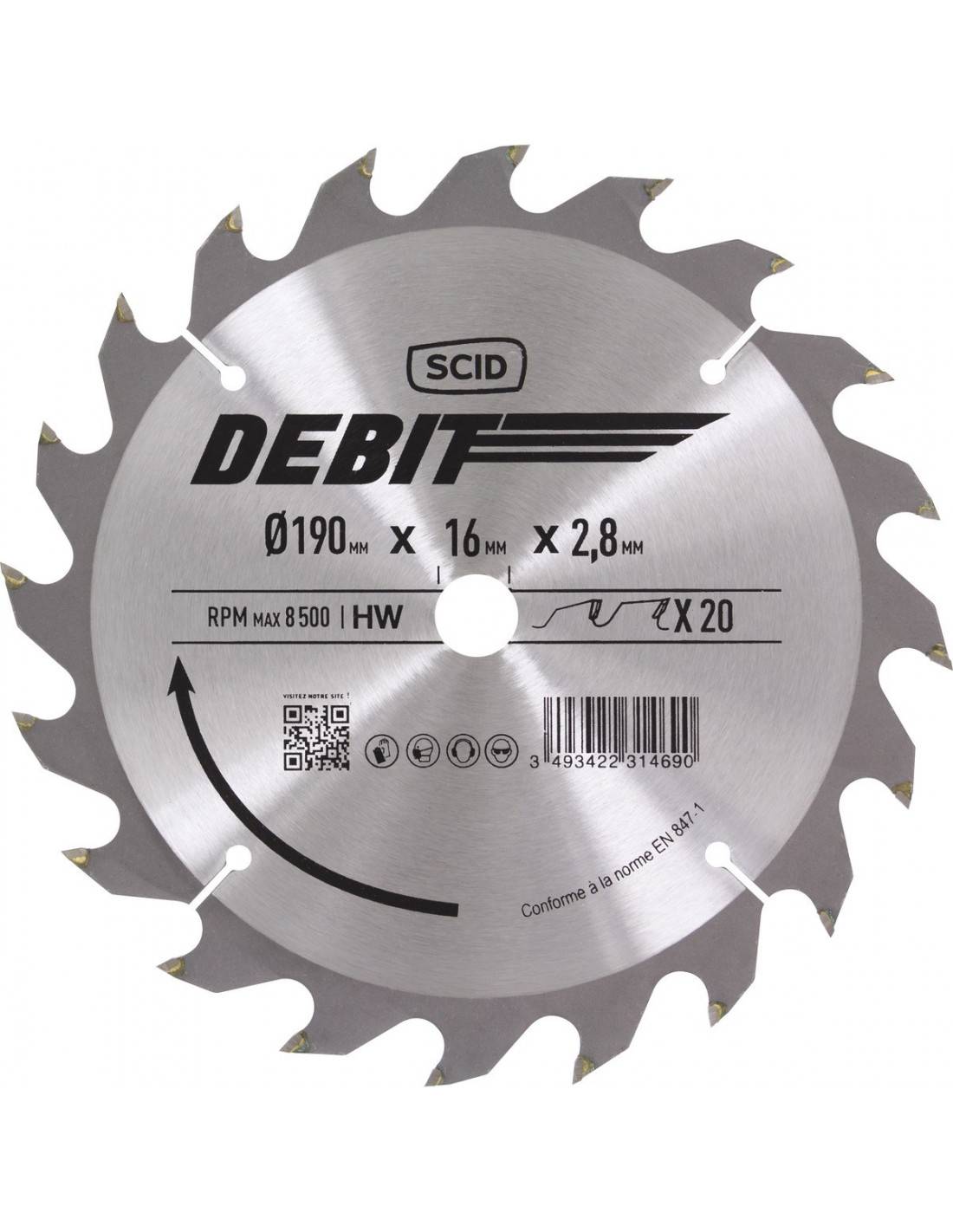 Lame Scie Circulaire 190mm Scid Coupe Rapide Bois, Dents Alternées - Scid