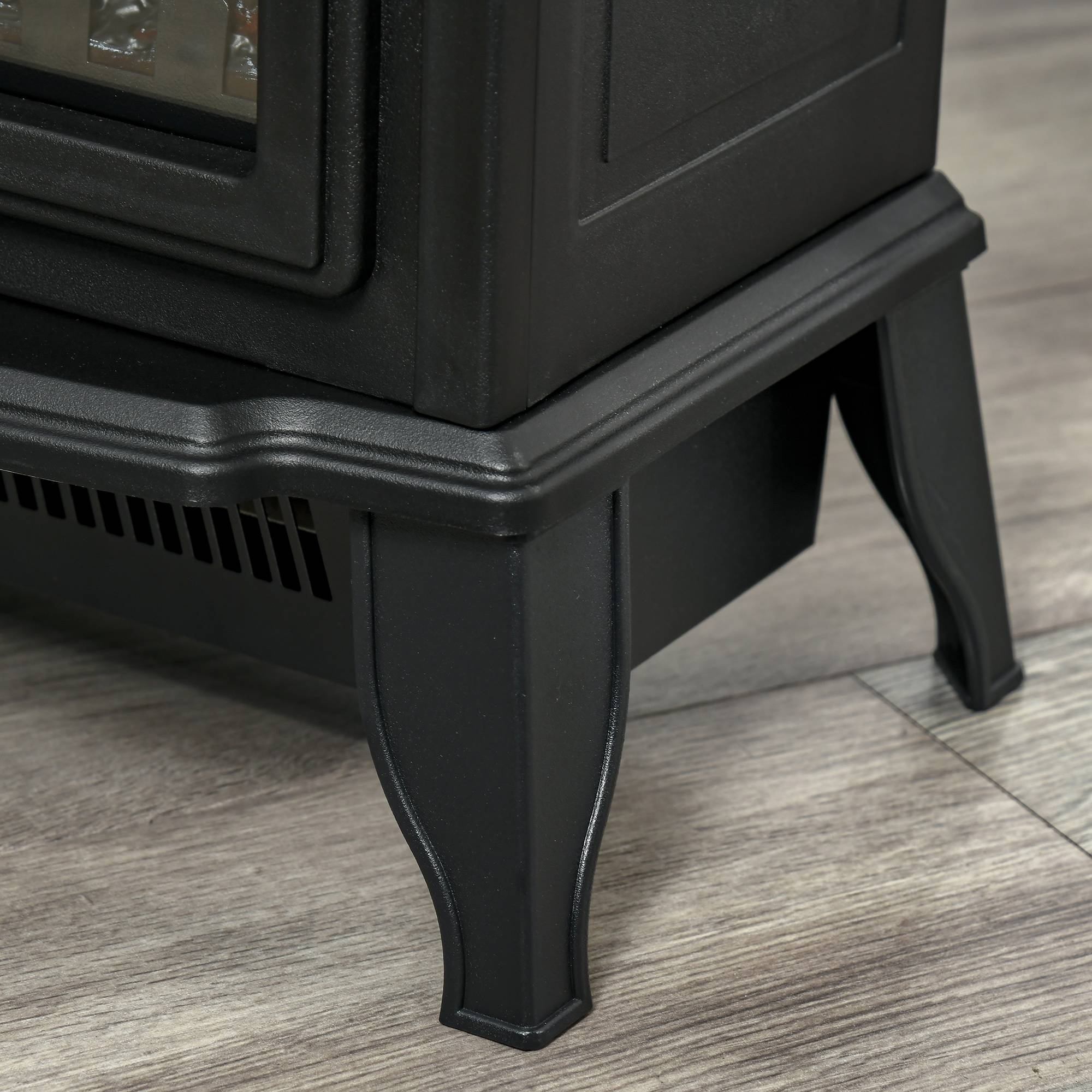 Sans Marque - Cheminée électrique autoportante, effet de flammes, 2 modes de chauffage 1000W/2000W, verre trempé, Noir, 36,5x24x45,5 cm - Image 9
