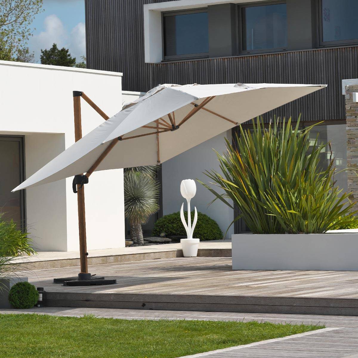 Dcb Garden - Parasol Déporté à Manivelle "Sevilla" 400cm Beige - Image 2