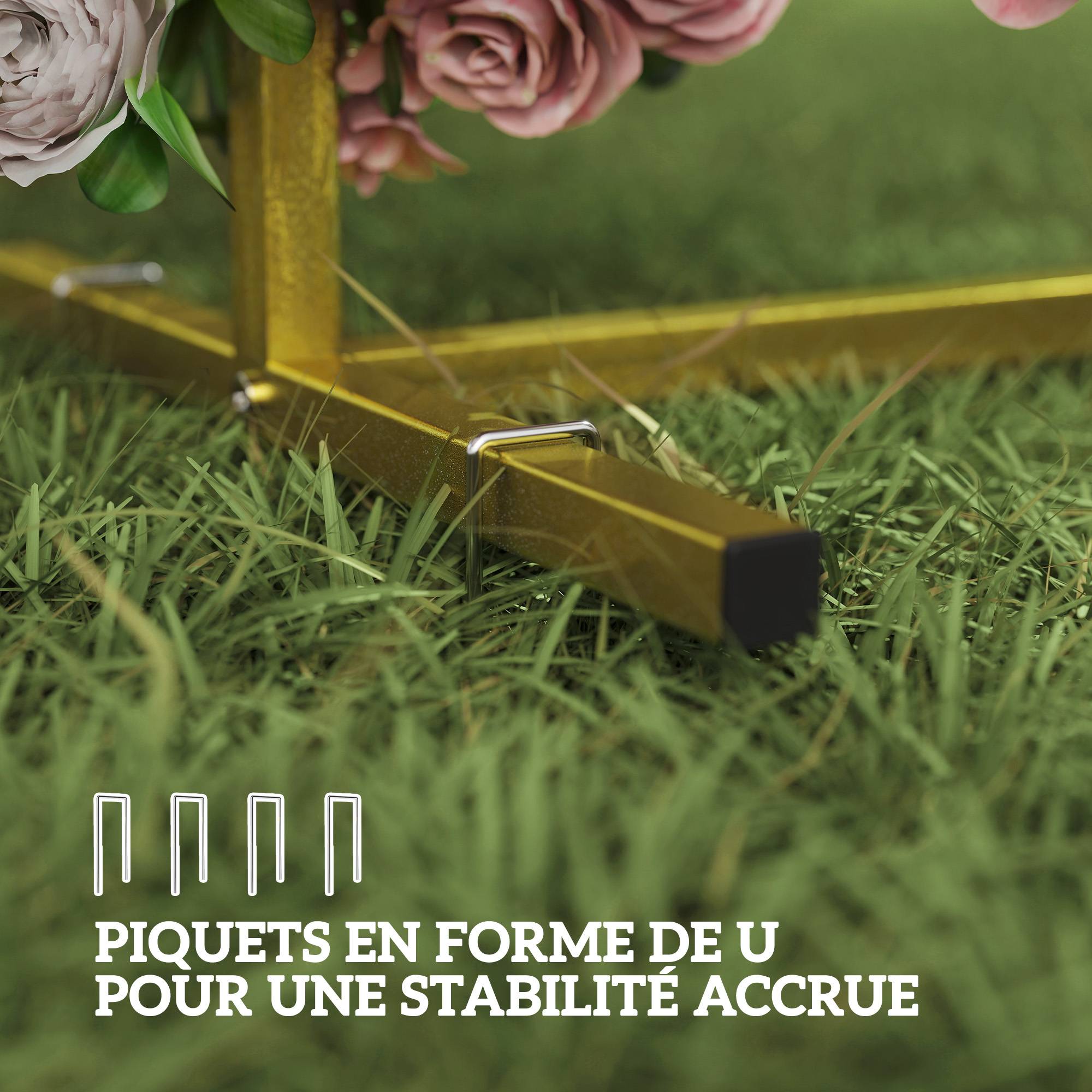 ComfortXL - Arche de mariage jardin métal doré décoration florale support robuste 200cm - ComfortXL Outdoor Living - Image 8