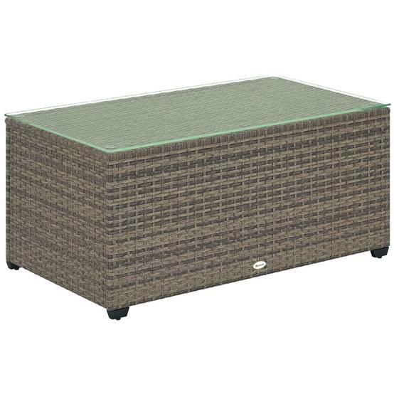 PANGIVO - Table basse de jardin résine tressée gris foncé 90 x 50 x 38 cm - PANGIVO - Image 1