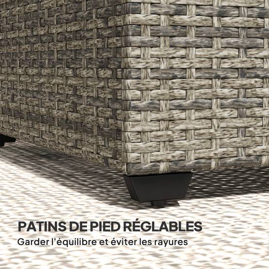 PANGIVO - Table basse de jardin résine tressée gris foncé 90 x 50 x 38 cm - PANGIVO - Image 9