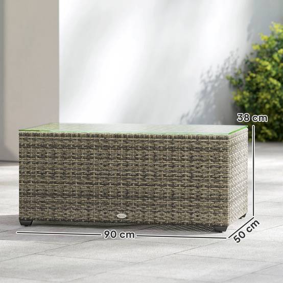 PANGIVO - Table basse de jardin résine tressée gris foncé 90 x 50 x 38 cm - PANGIVO - Image 5