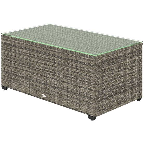 PANGIVO - Table basse de jardin résine tressée gris foncé 90 x 50 x 38 cm - PANGIVO - Image 2