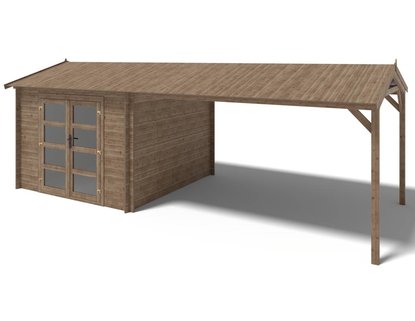 Altanka - Abri de jardin en bois - 3x3 m avec extension de 4x2.76 m - 20 m²- Traité - DOM676+DOS194 - ALTANKA - Image 1