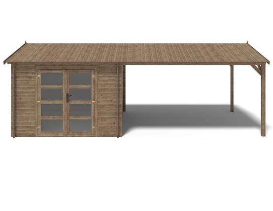 Altanka - Abri de jardin en bois - 3x3 m avec extension de 4x2.76 m - 20 m²- Traité - DOM676+DOS194 - ALTANKA - Image 8