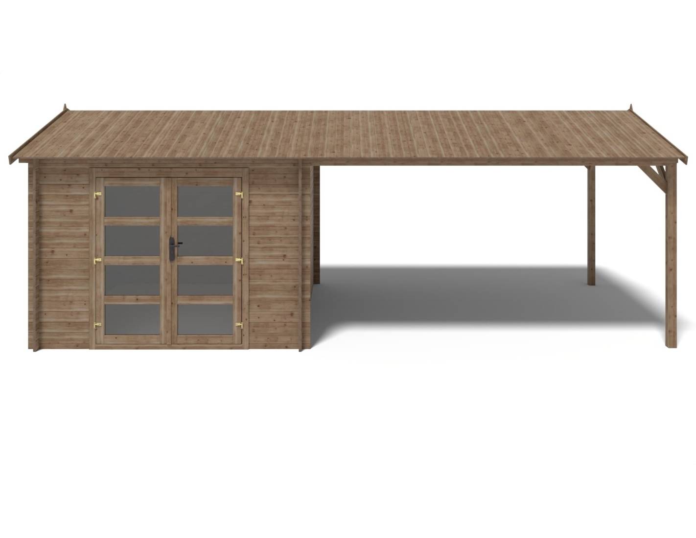 Altanka - Abri de jardin en bois - 3x3 m avec extension de 4x2.76 m - 20 m²- Traité - DOM676+DOS194 - ALTANKA - Image 8