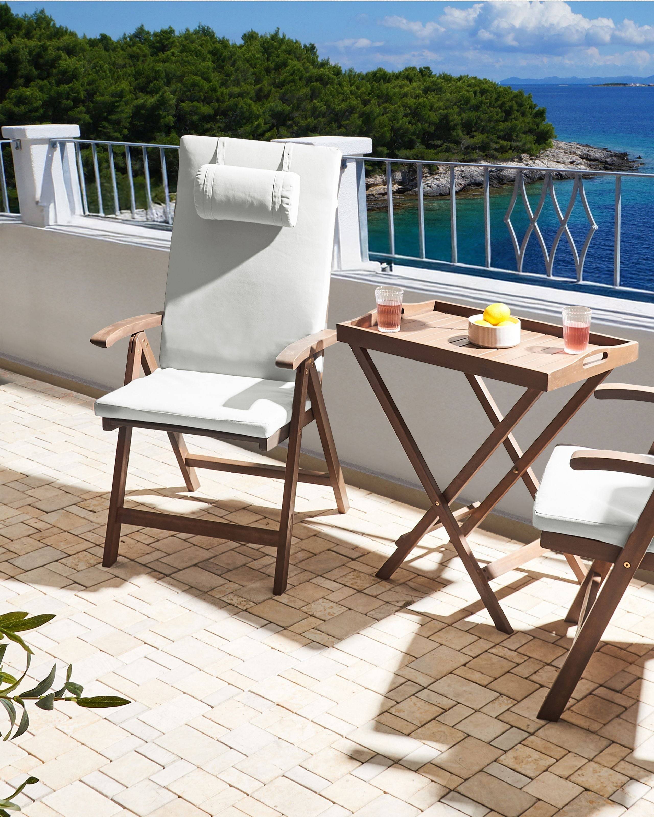 Beliani - Chaise de jardin Acacia Blanc cassé AMANTEA PREMIUM - Beliani - Image 1