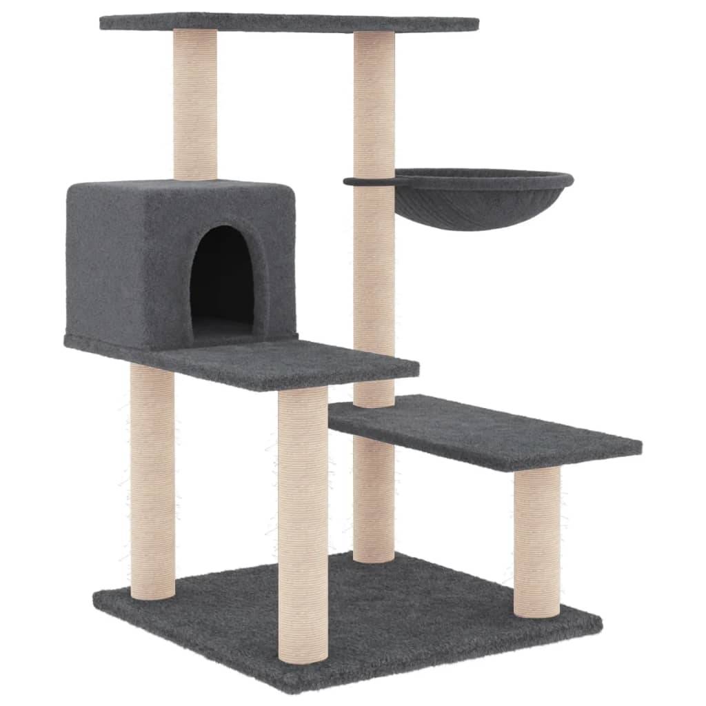 Arbre à Chat Design avec Niche et Panier de Repos Griffoir Sisal Gris Foncé 82,5 cm - ComfortXL Outdoor Living - Image 2