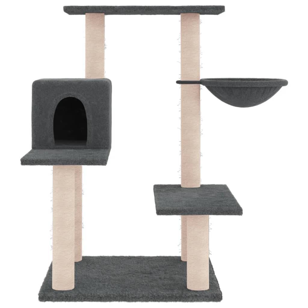 Arbre à Chat Design avec Niche et Panier de Repos Griffoir Sisal Gris Foncé 82,5 cm - ComfortXL Outdoor Living - Image 3