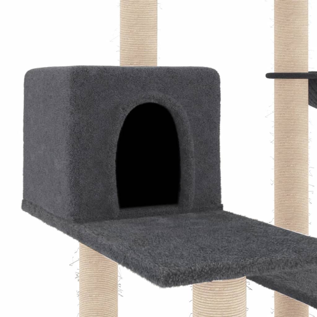 Arbre à Chat Design avec Niche et Panier de Repos Griffoir Sisal Gris Foncé 82,5 cm - ComfortXL Outdoor Living - Image 6