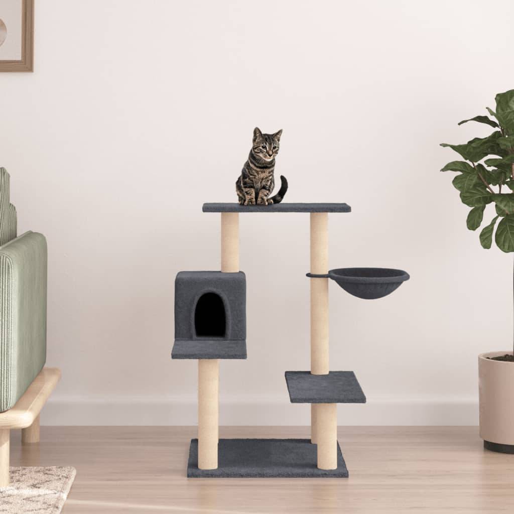 Arbre à Chat Design avec Niche et Panier de Repos Griffoir Sisal Gris Foncé 82,5 cm - ComfortXL Outdoor Living - Image 1