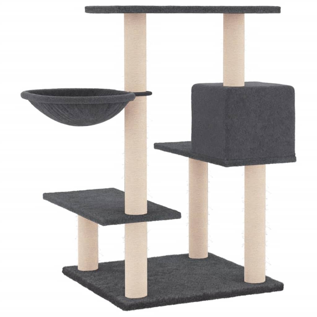 Arbre à Chat Design avec Niche et Panier de Repos Griffoir Sisal Gris Foncé 82,5 cm - ComfortXL Outdoor Living - Image 5
