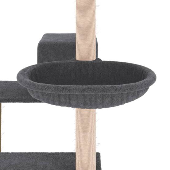 Arbre à Chat Design avec Niche et Panier de Repos Griffoir Sisal Gris Foncé 82,5 cm - ComfortXL Outdoor Living - Image 7