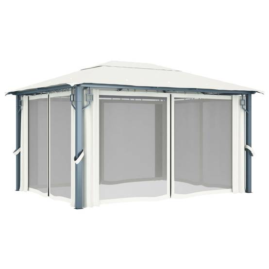 Tonnelle de Jardin Aluminium et Acier Toile Oxford avec Rideaux Inclus Crème 4x3 m – ComfortXL Outdoor Living - Image 4