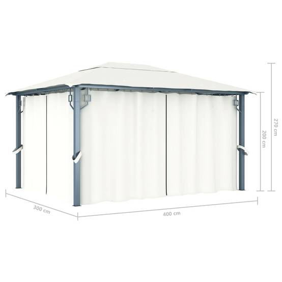 Tonnelle de Jardin Aluminium et Acier Toile Oxford avec Rideaux Inclus Crème 4x3 m – ComfortXL Outdoor Living - Image 5