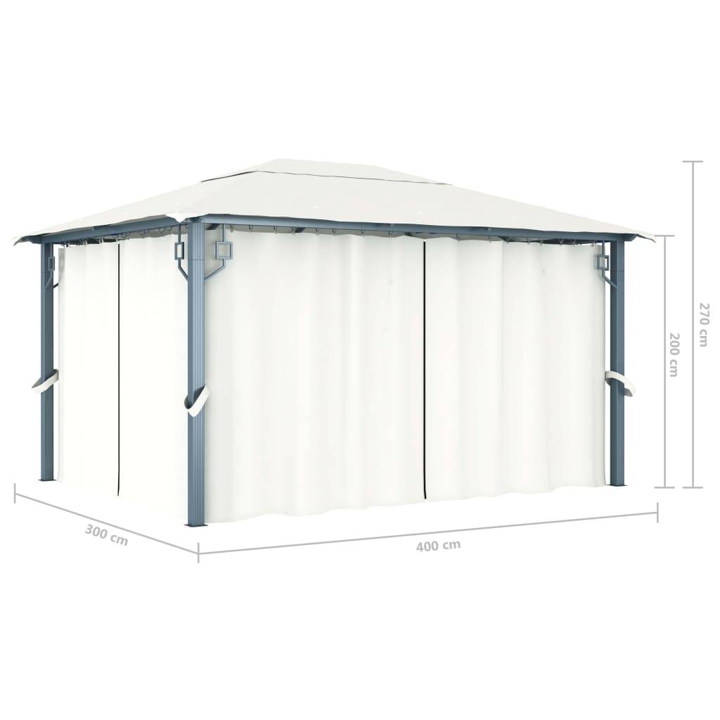 Tonnelle de Jardin Aluminium et Acier Toile Oxford avec Rideaux Inclus Crème 4x3 m – ComfortXL Outdoor Living - Image 5