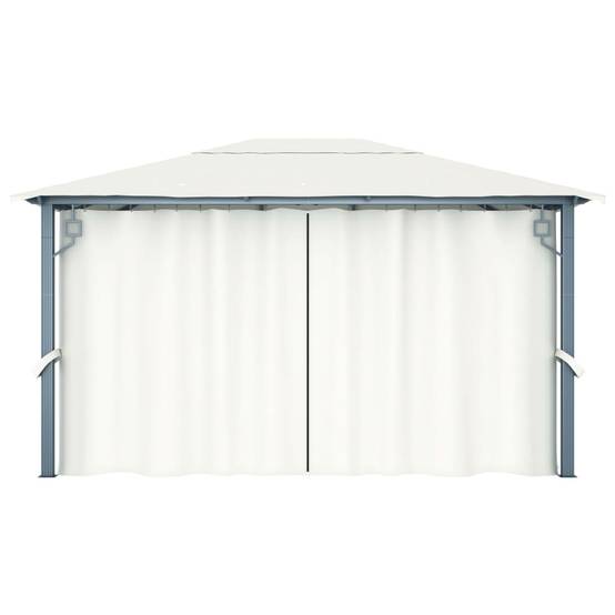 Tonnelle de Jardin Aluminium et Acier Toile Oxford avec Rideaux Inclus Crème 4x3 m – ComfortXL Outdoor Living - Image 6