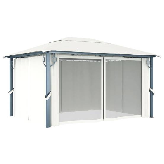 Tonnelle de Jardin Aluminium et Acier Toile Oxford avec Rideaux Inclus Crème 4x3 m – ComfortXL Outdoor Living - Image 3