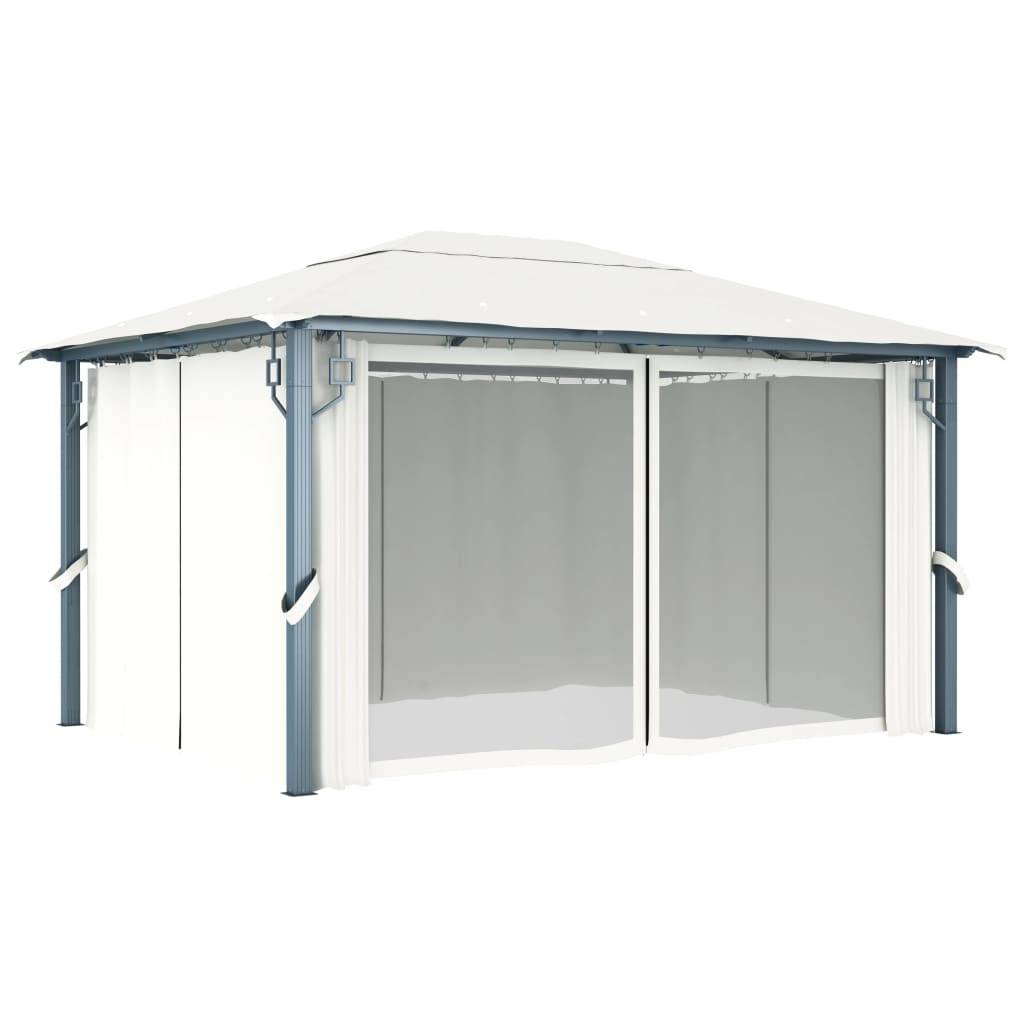Tonnelle de Jardin Aluminium et Acier Toile Oxford avec Rideaux Inclus Crème 4x3 m – ComfortXL Outdoor Living - Image 3