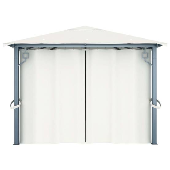 Tonnelle de Jardin Aluminium et Acier Toile Oxford avec Rideaux Inclus Crème 4x3 m – ComfortXL Outdoor Living - Image 7