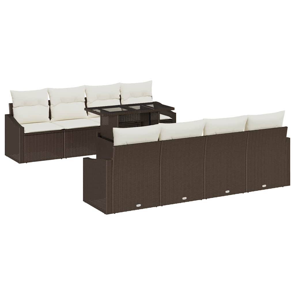 ComfortXL - Ensemble de canapé extérieur 9 pcs Poly rotin design modulable pour 8 convives Marron – ComfortXL Outdoor Living - Image 2