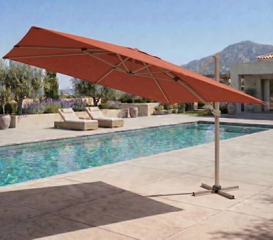 Parasol déporté 3.5x2.6m beige et terracotta DIAMANT - Image 1