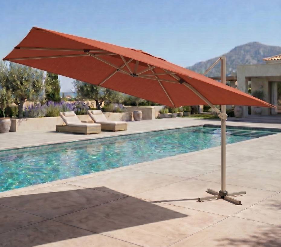 Parasol déporté 3.5x2.6m  beige et terracotta  DIAMANT - Image 1