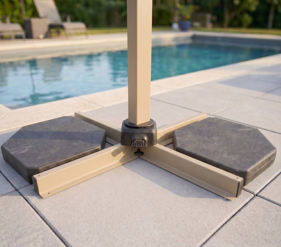 Parasol déporté 3.5x2.6m  beige et terracotta  DIAMANT - Image 2