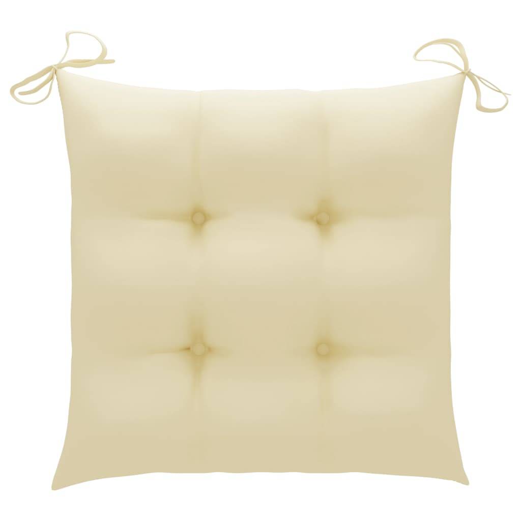 Lot de 2 Chaises de jardin et coussins - Chaises d'extérieur - Fauteuils de jardin blanc crème Bois de teck - Image 9