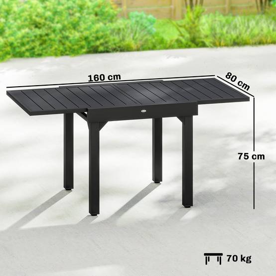 PANGIVO - Table extensible aluminium noirs 160 x 80 x 75 cm - PANGIVO - Image 5