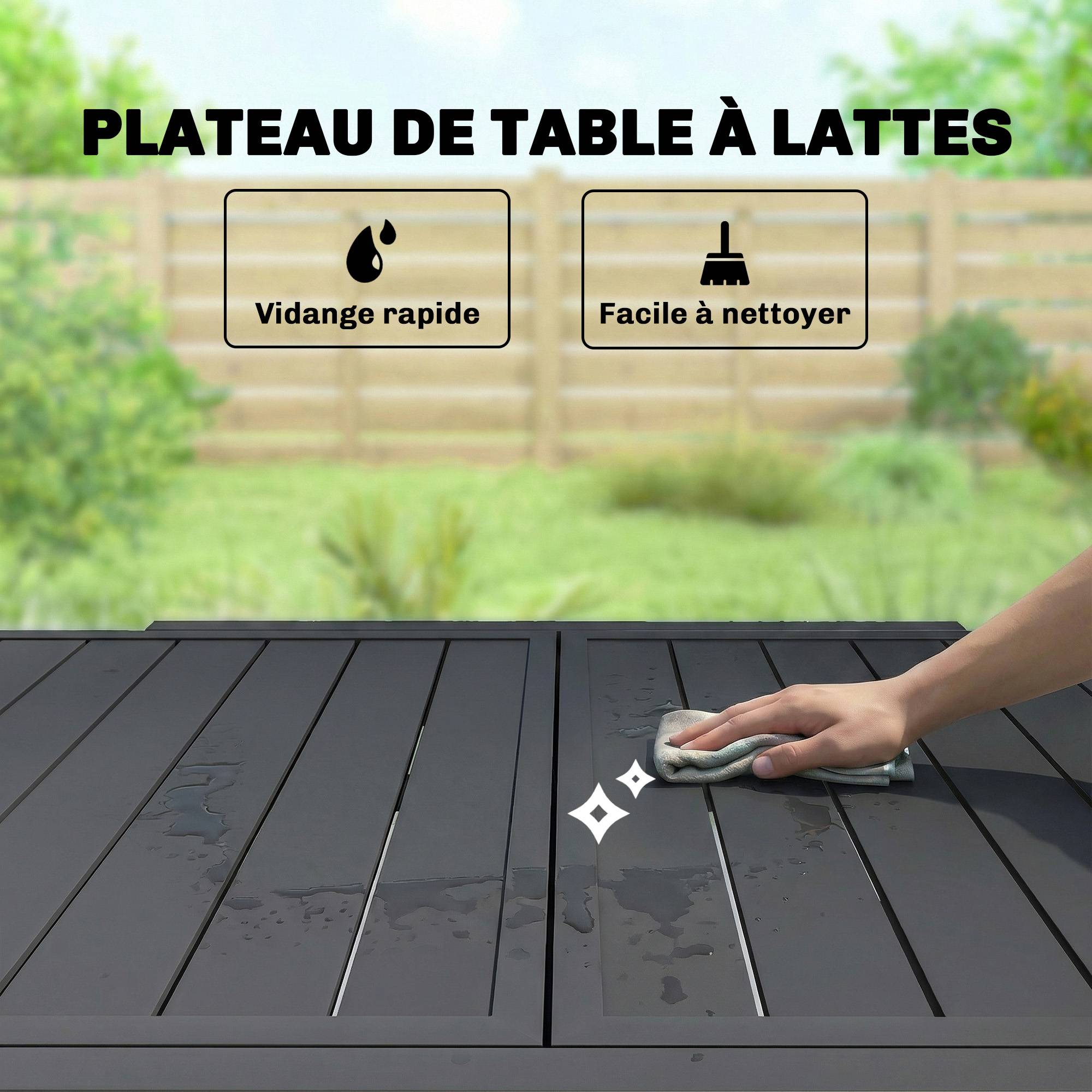 PANGIVO - Table extensible aluminium noirs 160 x 80 x 75 cm - PANGIVO - Image 7