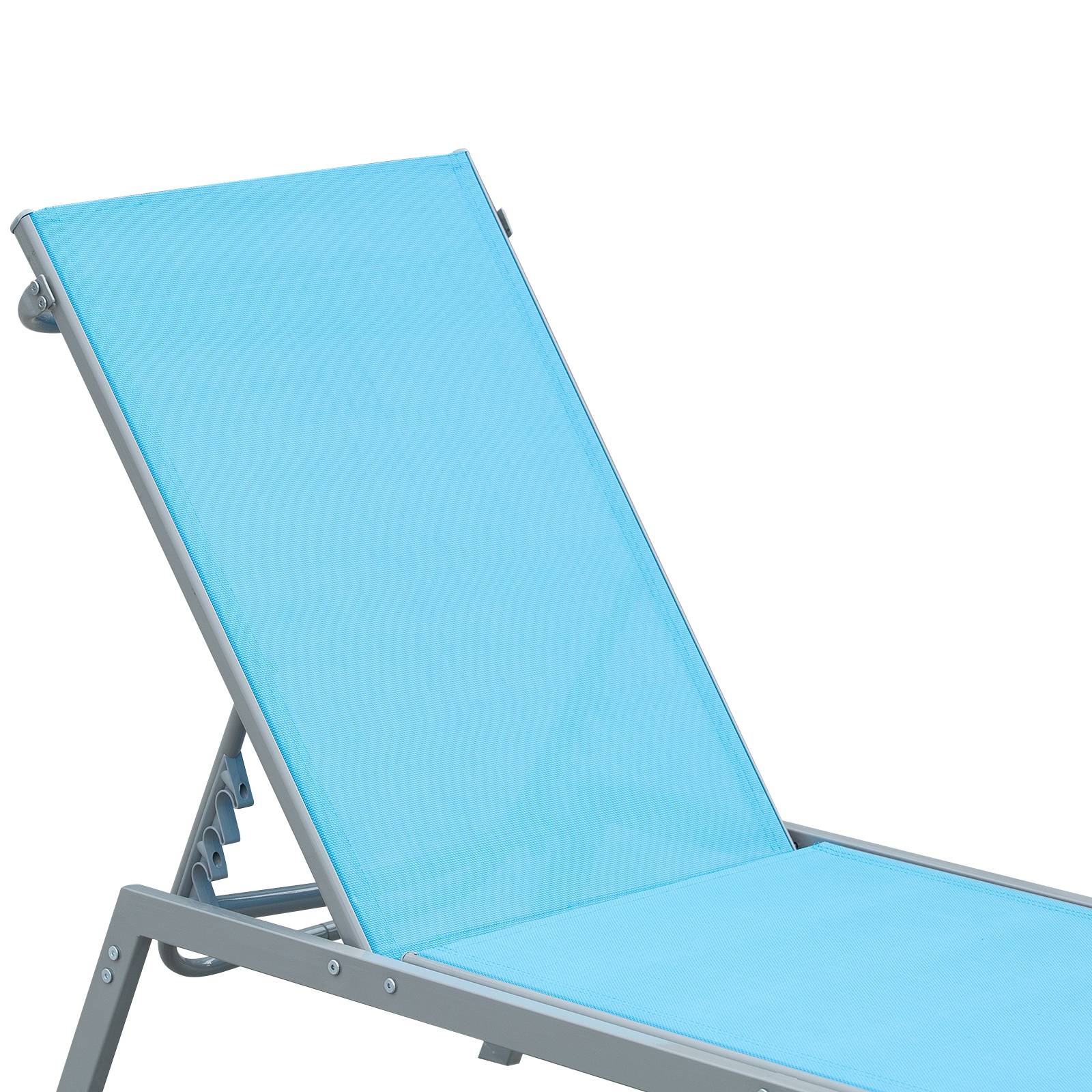 Outsunny - Bain de soleil transat design contemporain - dossier inclinable multi-positions - métal époxy textilène bleu ciel - Outsunny - Image 6