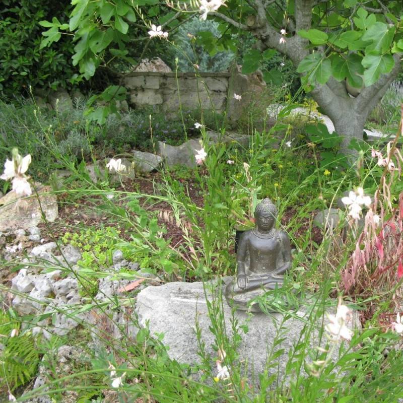 Statuette bouddha appel de la terre à témoin 30 cm - Gris anthracite 30 cm - Jardinex - Image 3