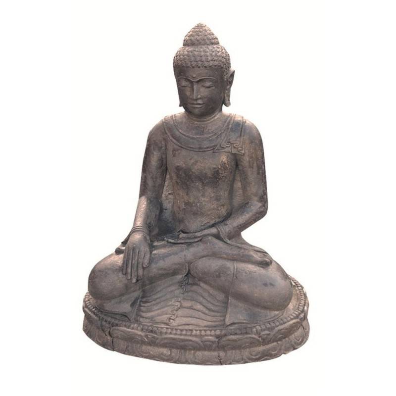 Statuette bouddha appel de la terre à témoin 30 cm - Gris anthracite 30 cm - Jardinex - Image 1