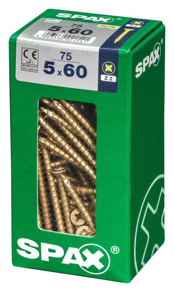 Spax - Lot de 75 vis acier tête fraisée pozidriv SPAX, Diam.5 mm x L.60 mm - Image 5