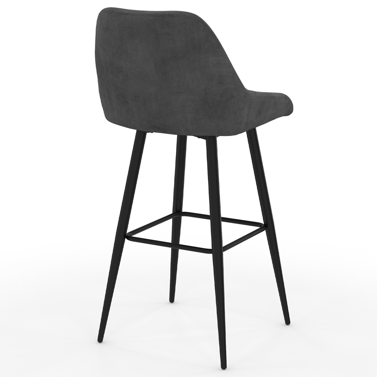Lot de 4 tabourets de bar THALYA en velours gris foncé avec demi-accoudoirs - Image 4