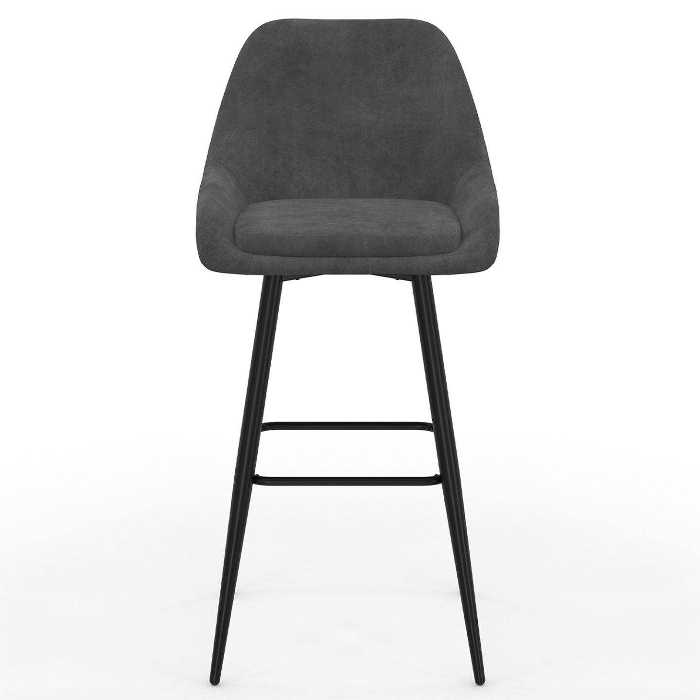 Lot de 4 tabourets de bar THALYA en velours gris foncé avec demi-accoudoirs - Image 3