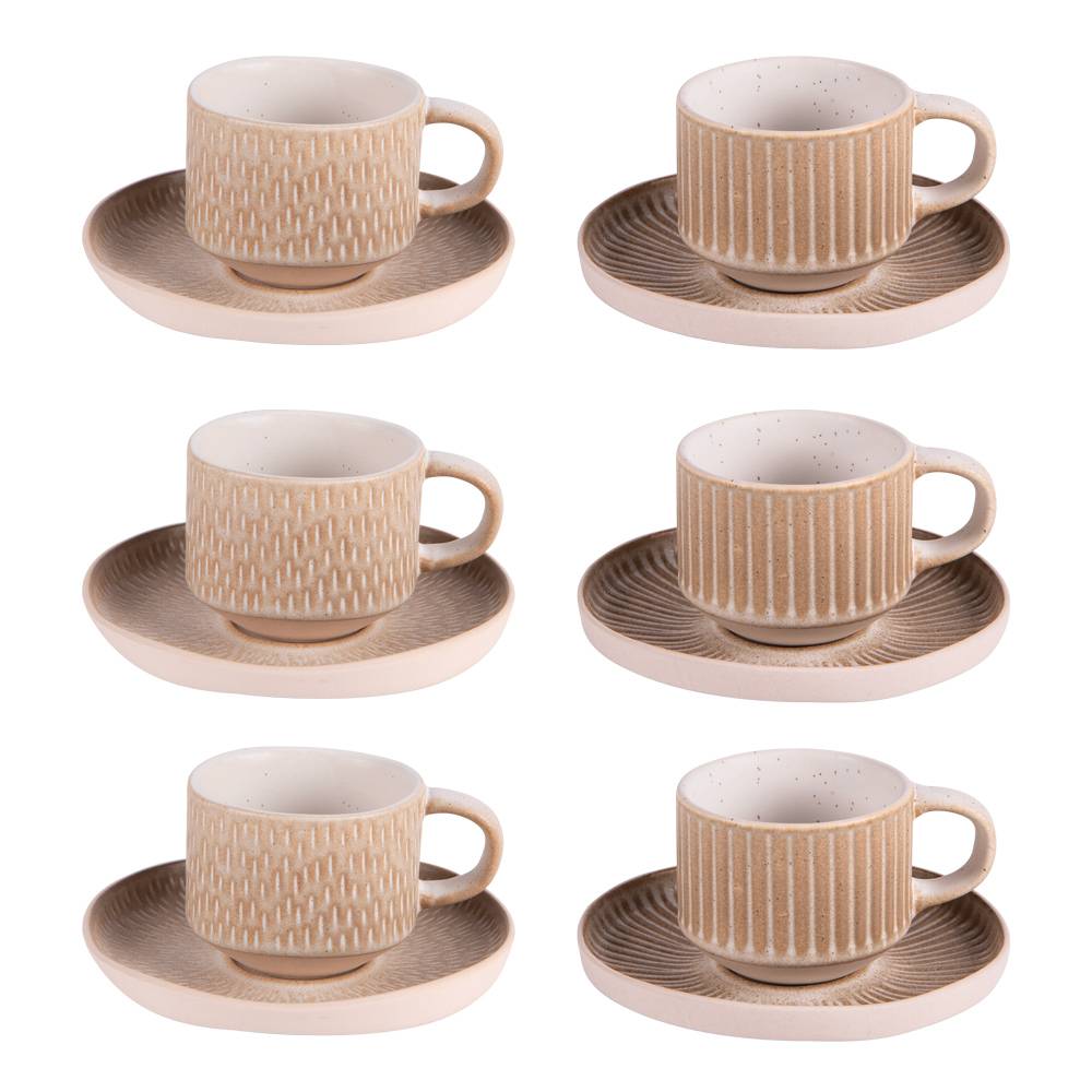 Coffret de 6 tasses à café avec sous tasses Miyaki 9 cl - Image 1