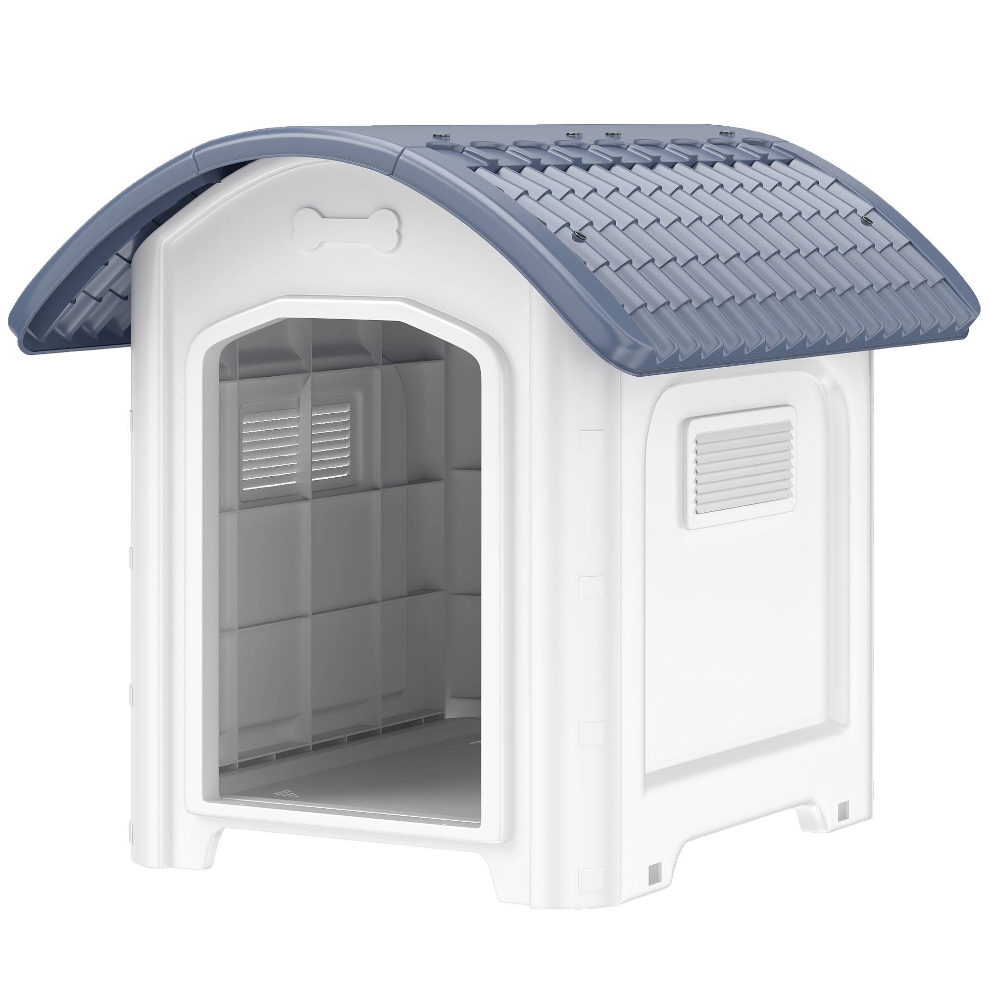 Niche chien extérieur plastique PP sol amovible toit imperméable 71x60x63cm gris - ComfortXL Outdoor Living - Image 2