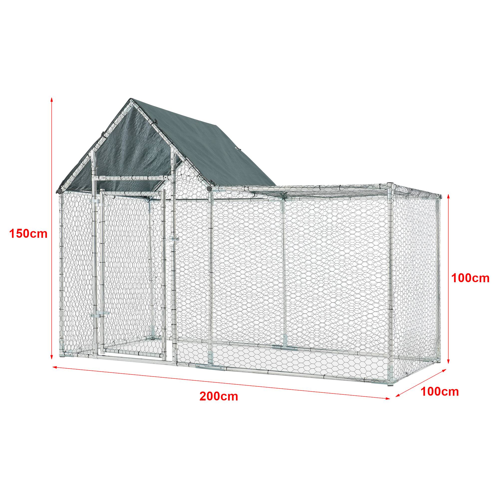 Pro.Tec - Enclos Extérieur Arguin Volière 200 x 100 x 100 - 150 cm Argent Vert [pro.tec] - Image 3