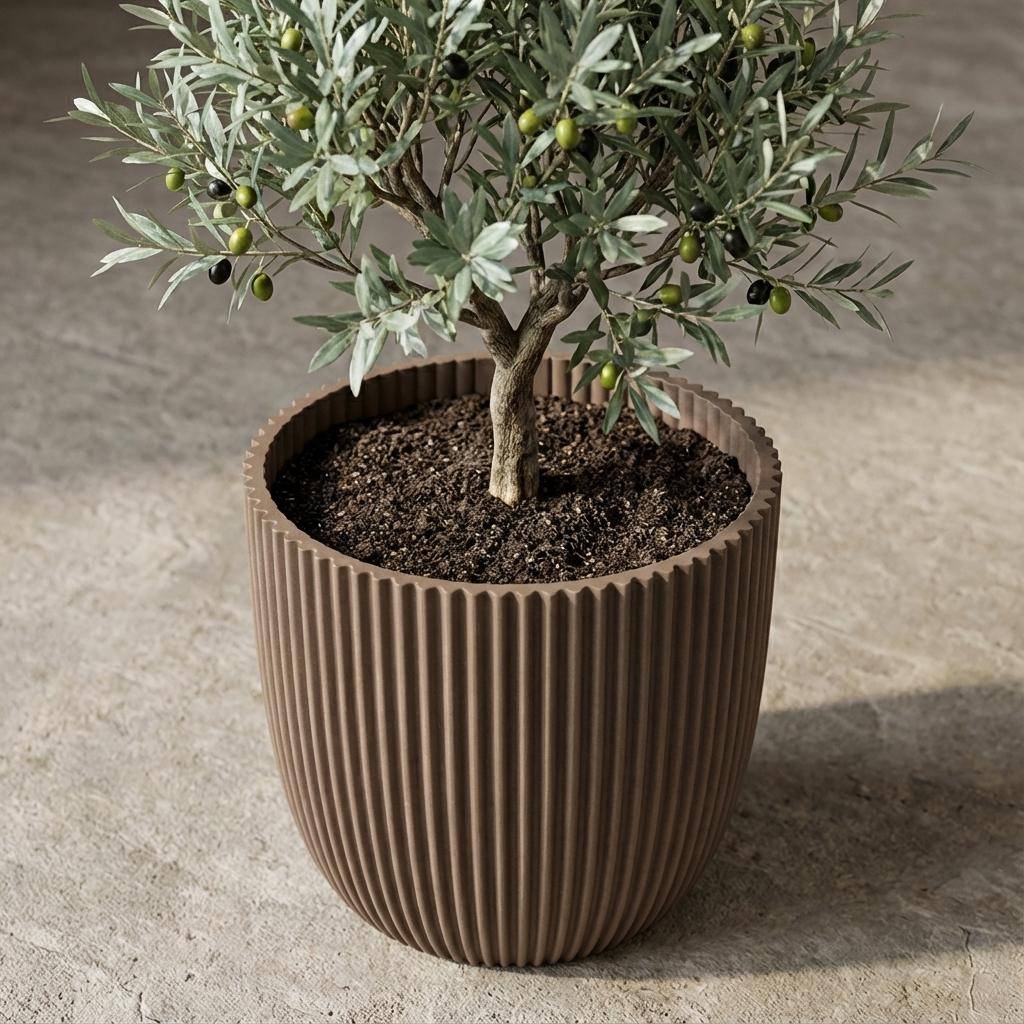 Pot de fleurs taupe chaud - D.22cm - Image 6