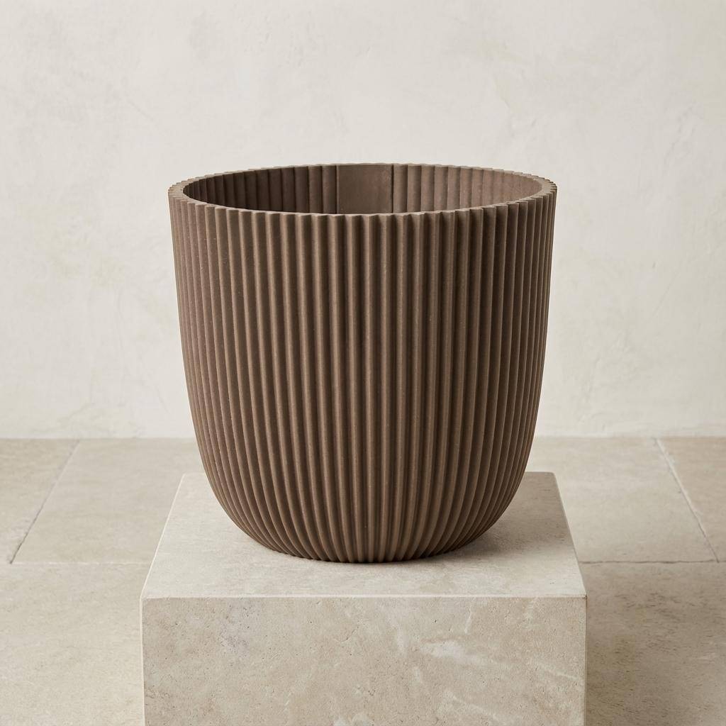 Pot de fleurs taupe chaud - D.22cm - Image 2