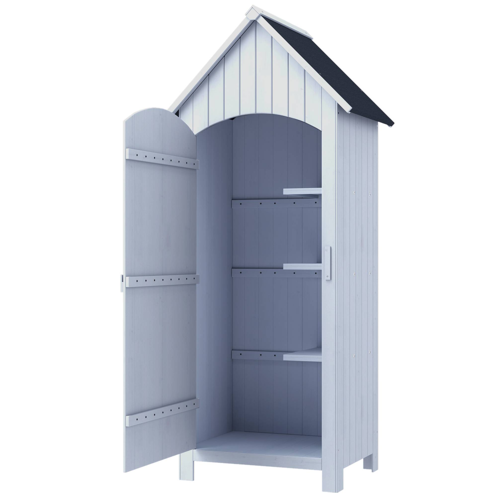 Abri de jardin bois avec 3 étagères 77,5x54,2x179,5 cm blanc - Image 2