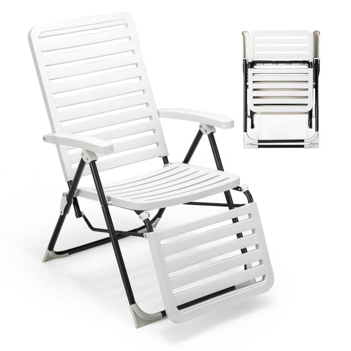 Helloshop26 - Chaise longue inclinable avec dossier réglable à 7 niveaux transat bain de soleil fauteuil de jardin pour piscine plage - Image 1